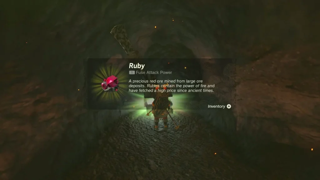 Ruby item box in a narrow cave tunnel Ruby item box in a narrow cave tunnel