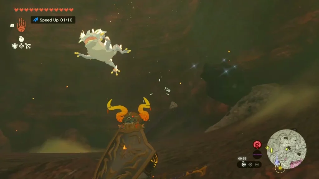 Bubbulfrog leaping from the rock wall of a side chamber
