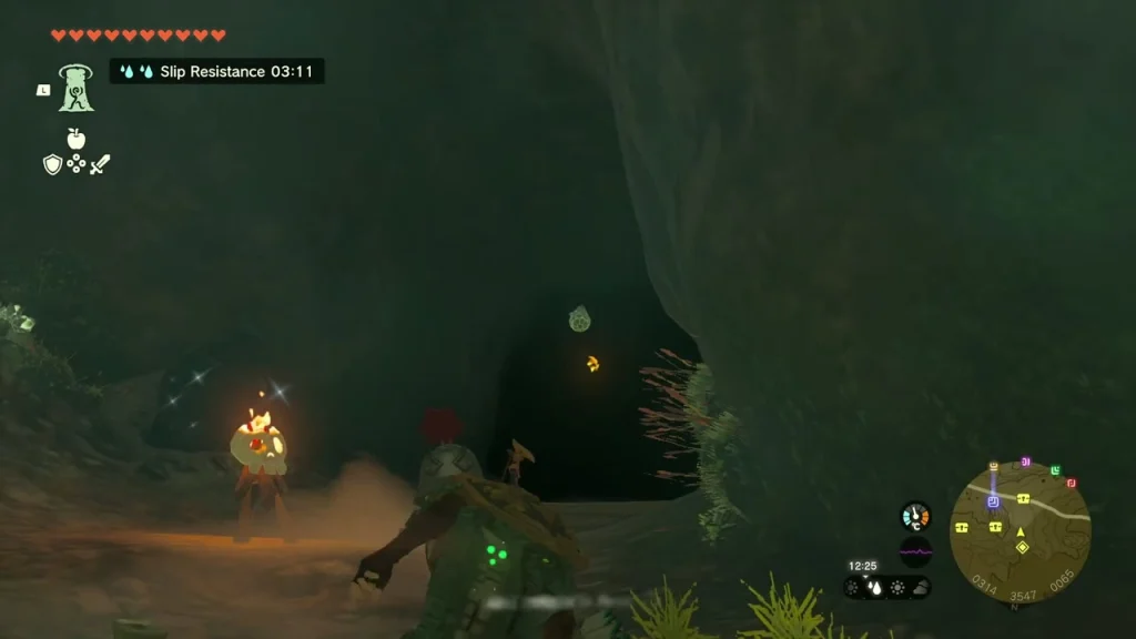 Skull torch beside the dark tunnel leading to the Horriblin camp Skull torch beside the dark tunnel leading to the Horriblin camp