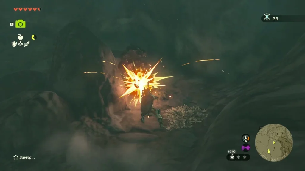 Explosion hitting the Bubbulfrog in the side passage Explosion hitting the Bubbulfrog in the side passage