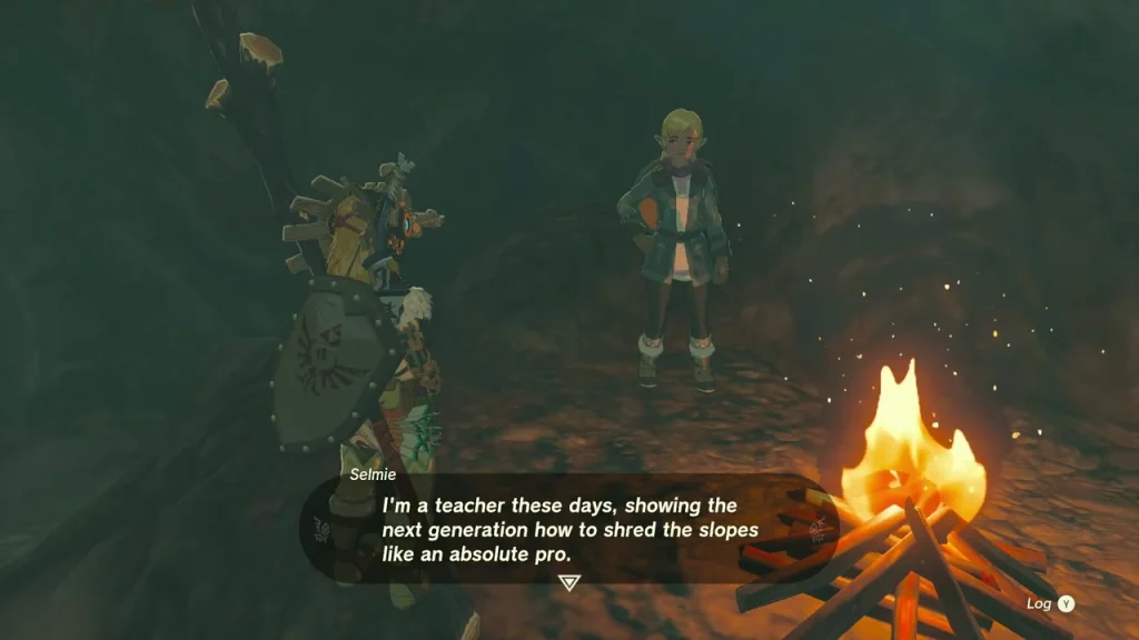 Selmie standing at the campfire in the cave Selmie standing at the campfire in the cave