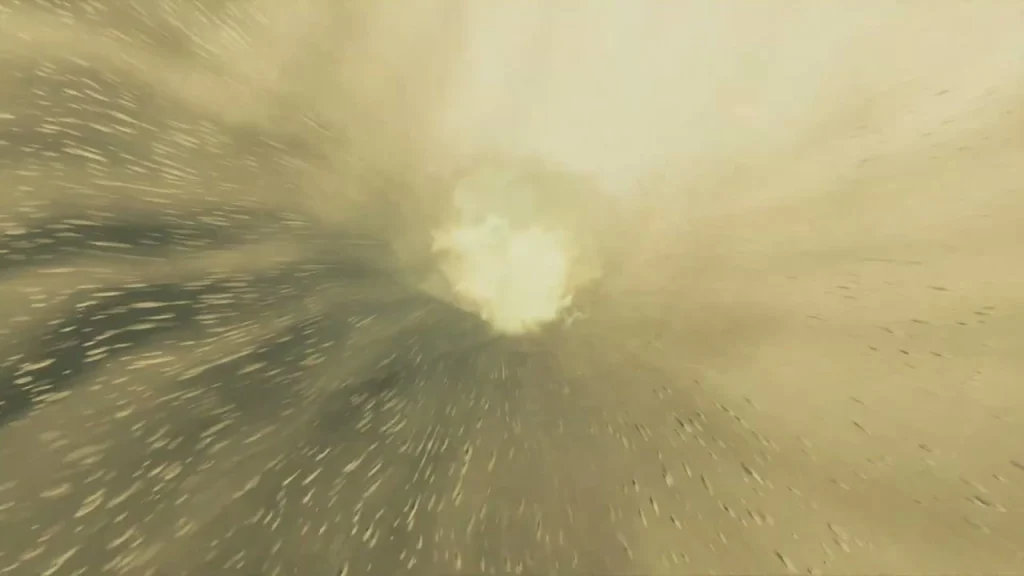 Swirling quicksand vortex that drops into the cave Swirling quicksand vortex that drops into the cave