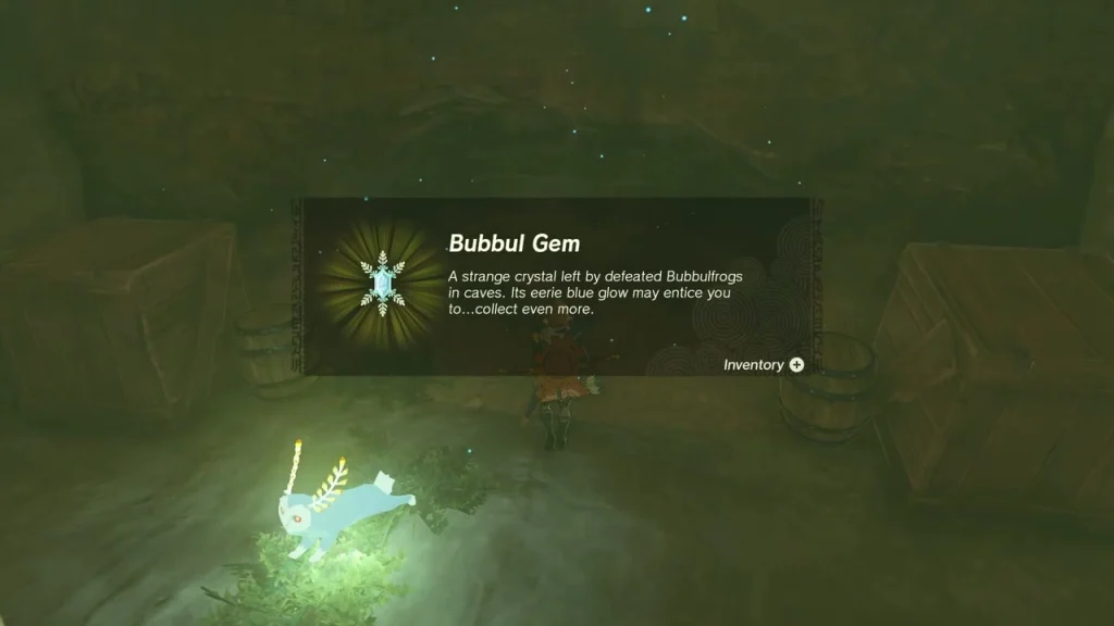 Bubbul Gem item box with the gem glowing on the mine floor Bubbul Gem item box with the gem glowing on the mine floor