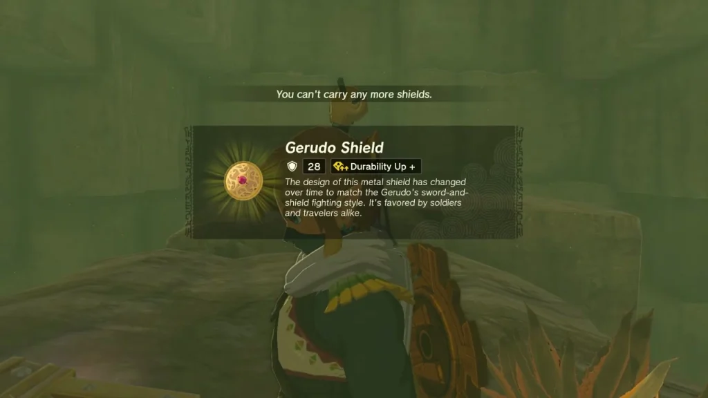 Gerudo Shield item box above a mine chest Gerudo Shield item box above a mine chest