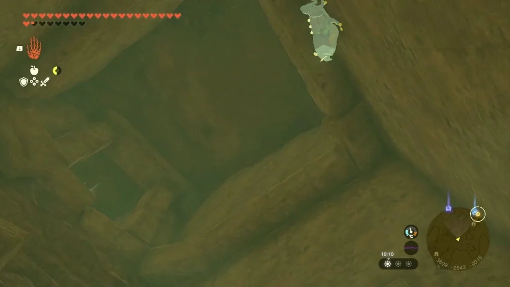 Bubbulfrog on the ceiling of a rubble-filled cavern
