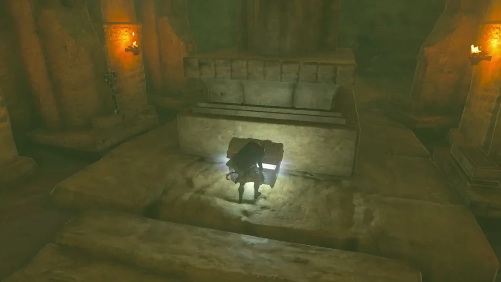 Treasure chest opened in the vault with a bright glow