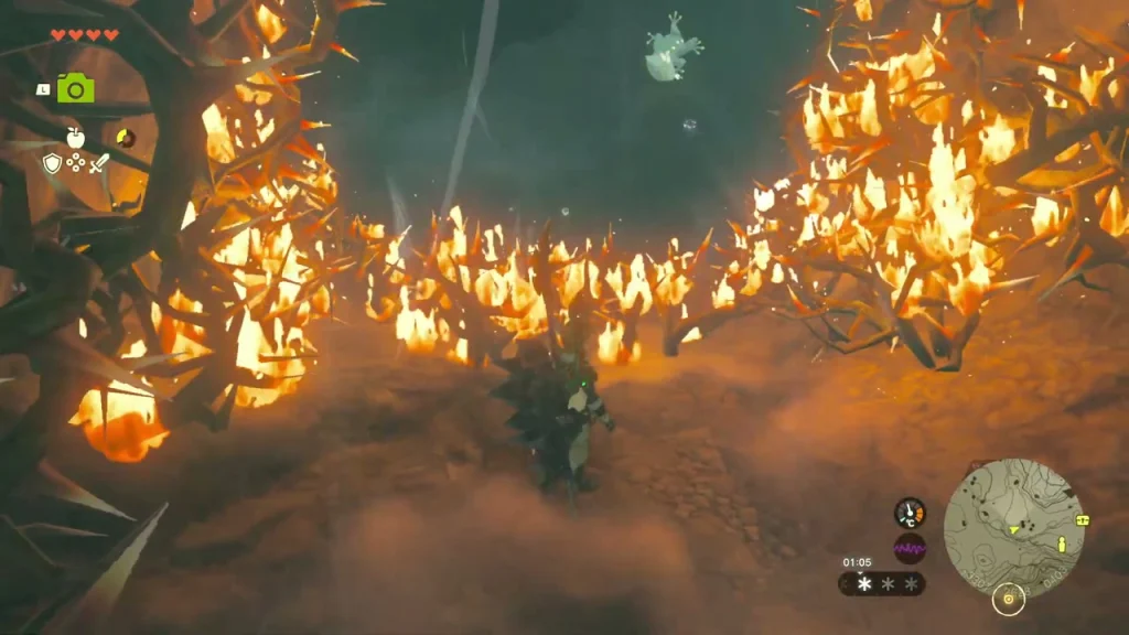 Thorn barrier burning across the upper tunnel Thorn barrier burning across the upper tunnel