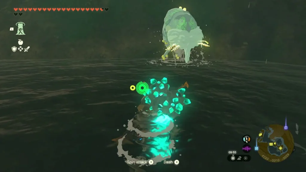 Bubbulfrog surfacing in the inner pool