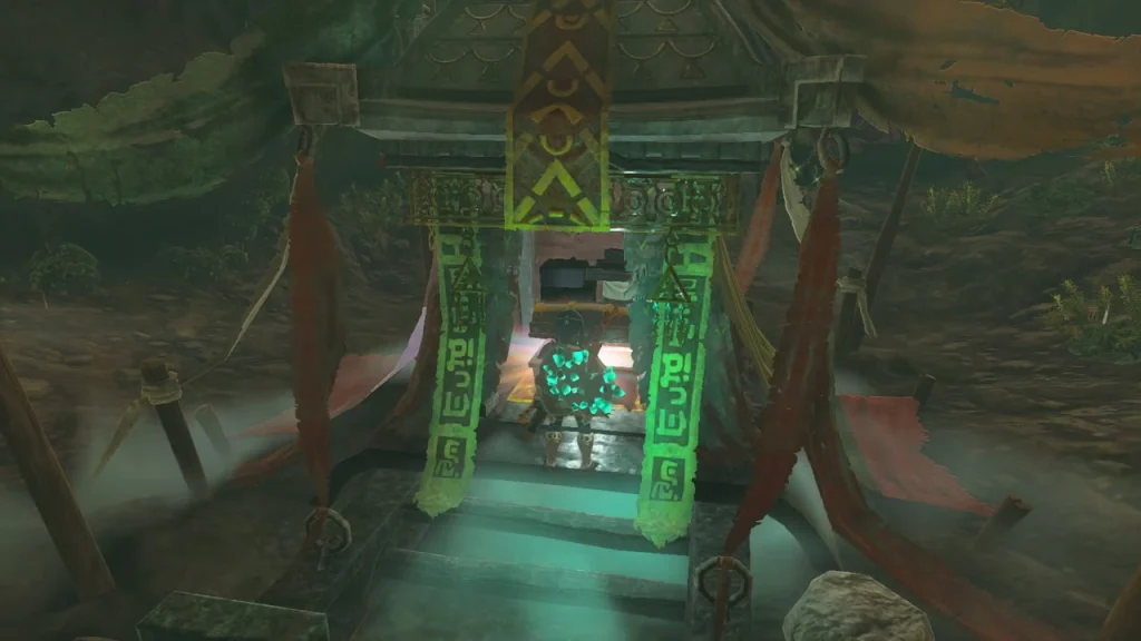 Chest on the floor inside the banner gate