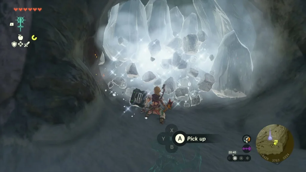 Ice block shattering into shards at the entrance Ice block shattering into shards at the entrance