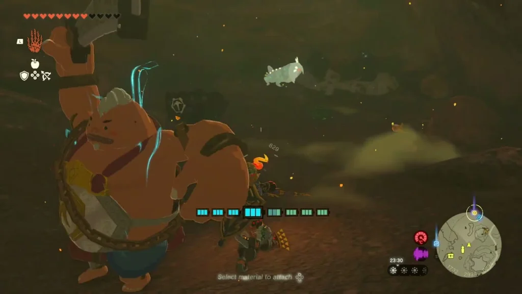 Bubbulfrog above a Goron in the cavern beside the rails Bubbulfrog above a Goron in the cavern beside the rails