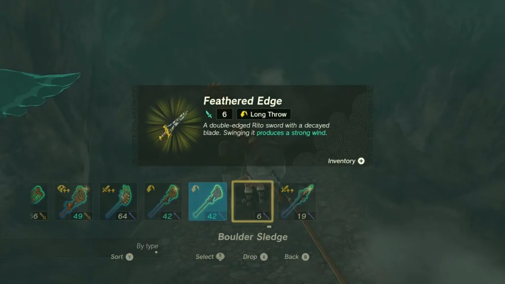 Feathered Edge double-edged Rito sword in an item box Feathered Edge double-edged Rito sword in an item box