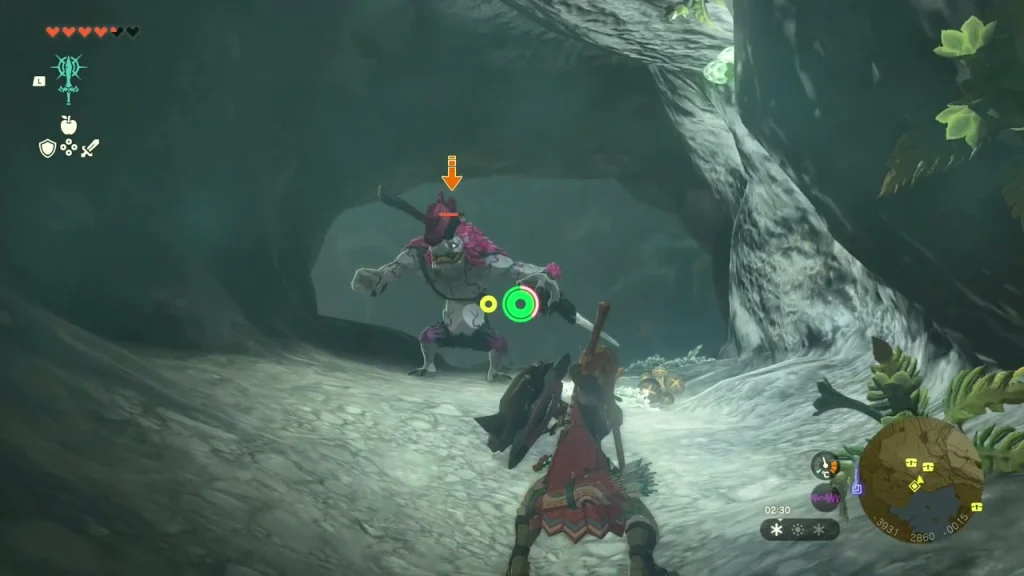 Armoured monster with a glowing weak point in the cavern Armoured monster with a glowing weak point in the cavern