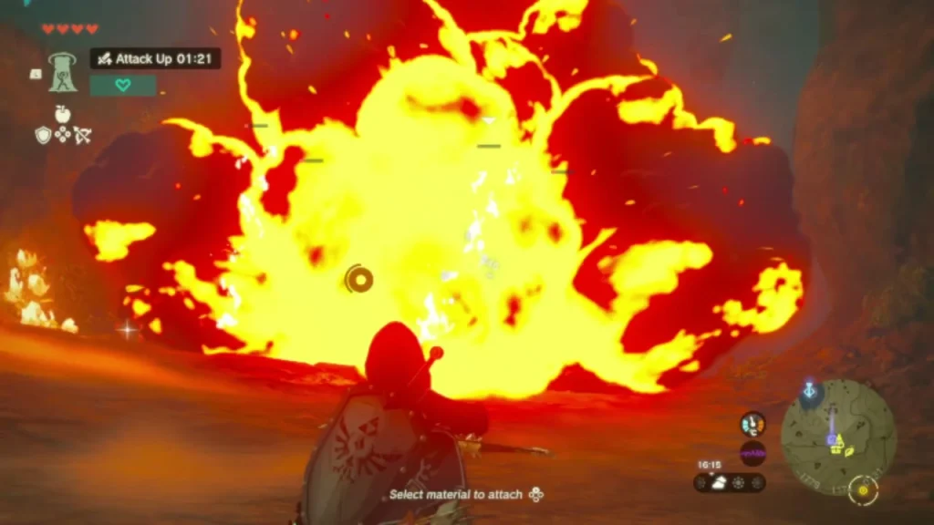Bomb Flower arrow exploding in a large fireball among the gloom hands Bomb Flower arrow exploding in a large fireball among the gloom hands