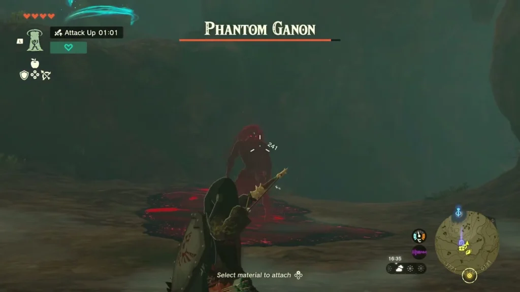 Phantom Ganon rising out of the red gloom with his health bar at the top of the screen Phantom Ganon rising out of the red gloom with his health bar at the top of the screen