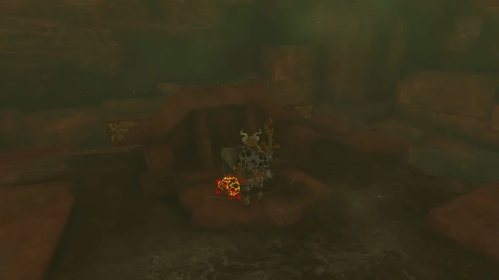 Stone alcove holding a treasure chest at the back of the burrow Stone alcove holding a treasure chest at the back of the burrow