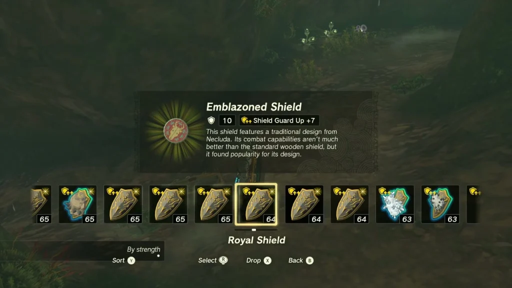 Emblazoned Shield item box beside a cave chest Emblazoned Shield item box beside a cave chest