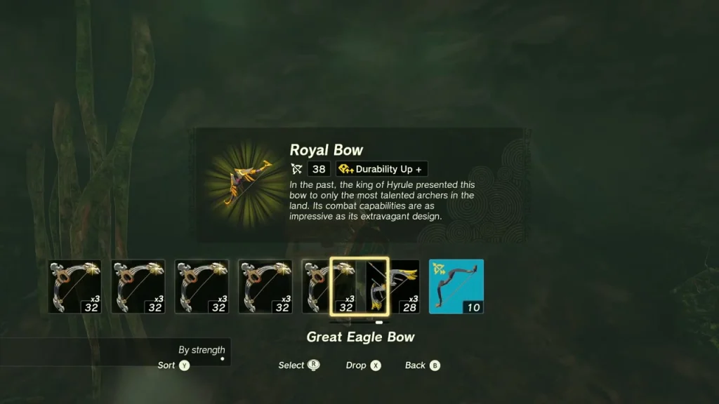 Royal Bow item box beside a chest hidden behind vines Royal Bow item box beside a chest hidden behind vines