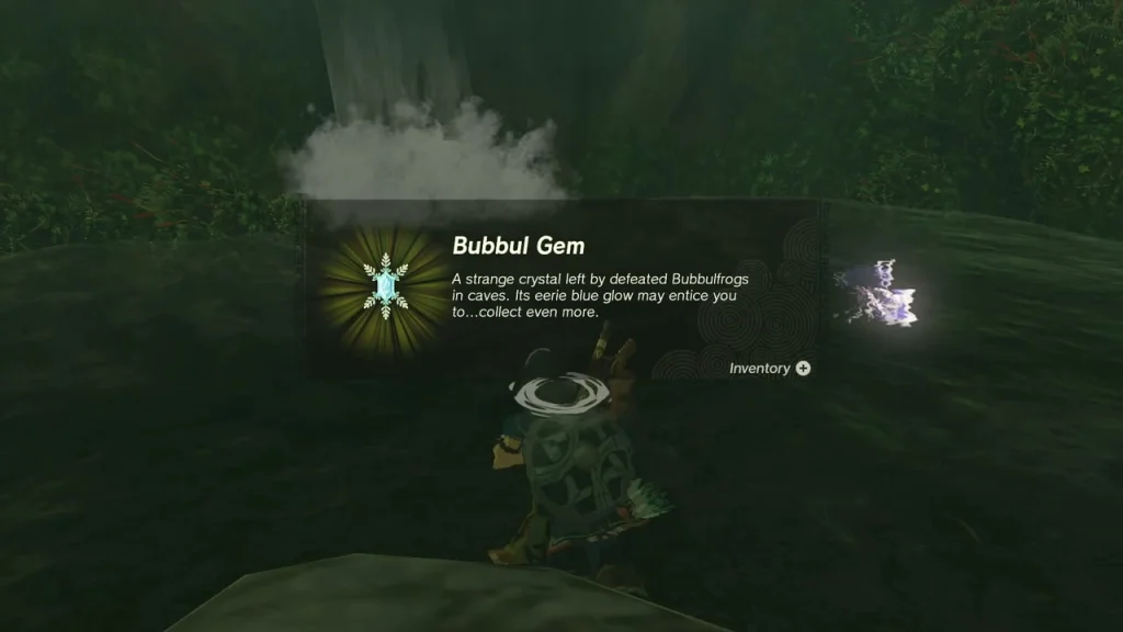 Bubbul Gem item card beside the waterfall pool Bubbul Gem item card beside the waterfall pool