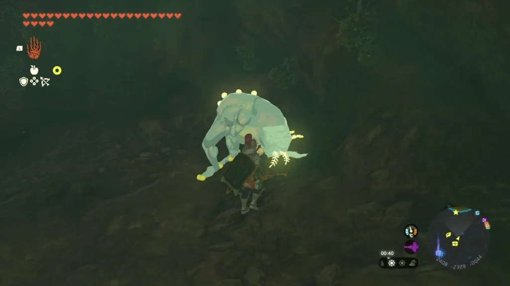 Bubbulfrog leaping above the cave floor in a bow shot