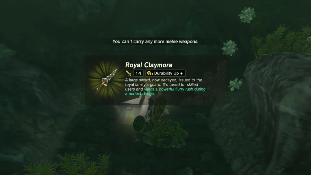 Royal Claymore item box over the open chest Royal Claymore item box over the open chest
