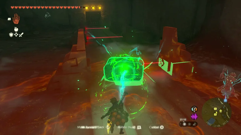 Cube placed in the path of a red laser beam on a narrow walkway Cube placed in the path of a red laser beam on a narrow walkway
