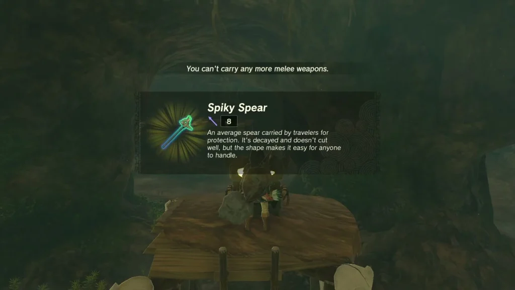 Spiky Spear item card above the open tower chest Spiky Spear item card above the open tower chest