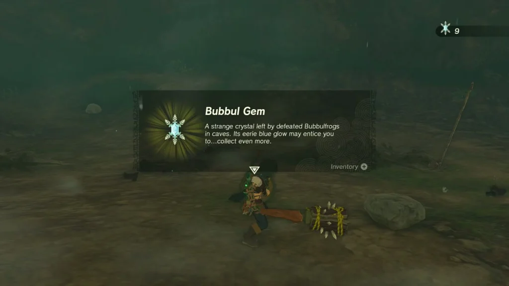 Bubbul Gem item card on the cave floor Bubbul Gem item card on the cave floor