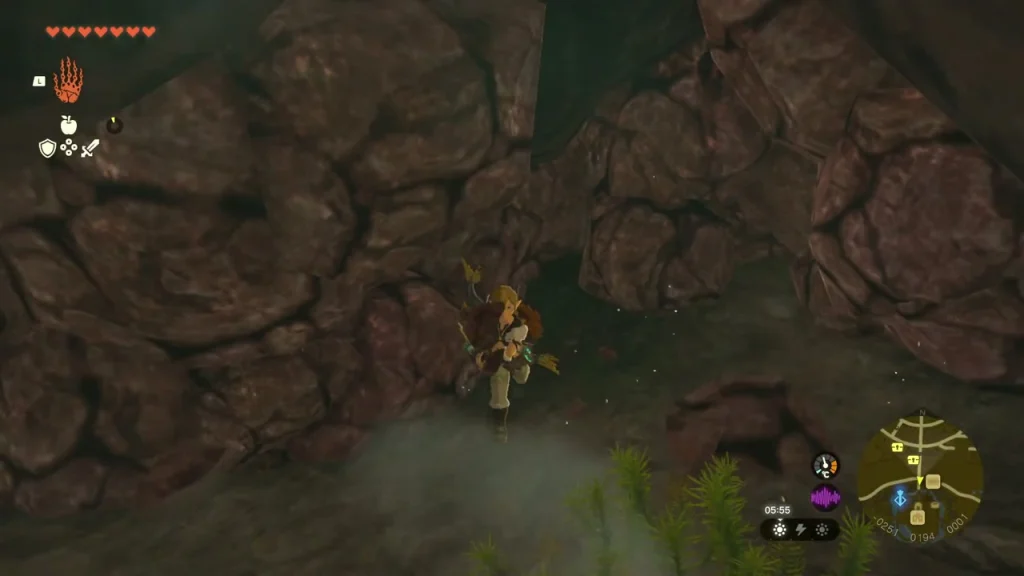 Wall of breakable brown rocks blocking the passage