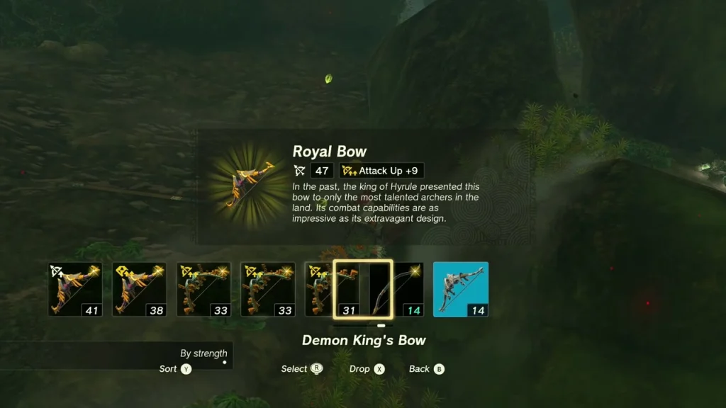Royal Bow item box in a mossy chamber