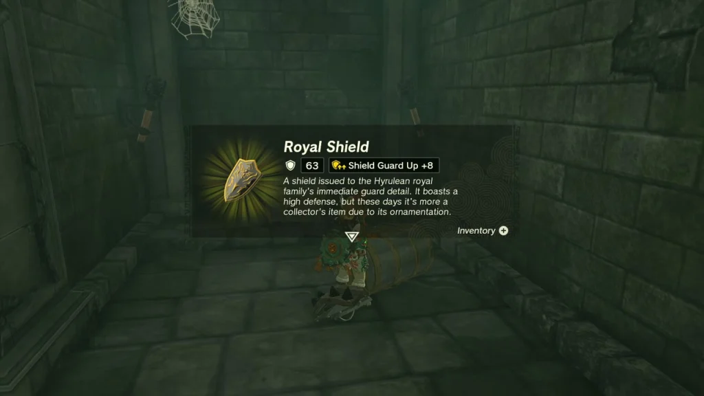 Royal Shield item box in a stone chamber