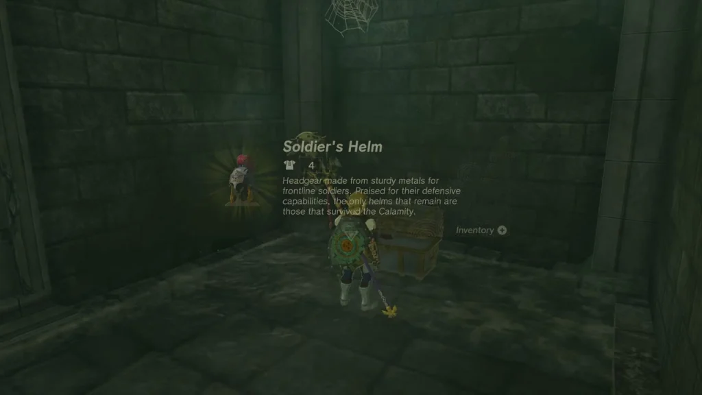Soldier's Helm item box over an open chest