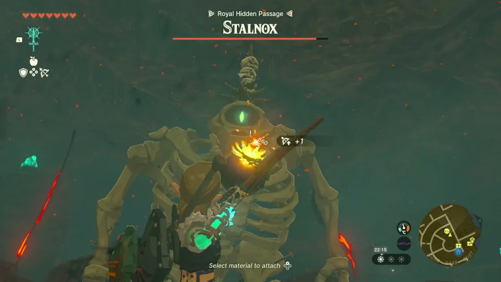 Stalnox eye socket glowing as an arrow lands
