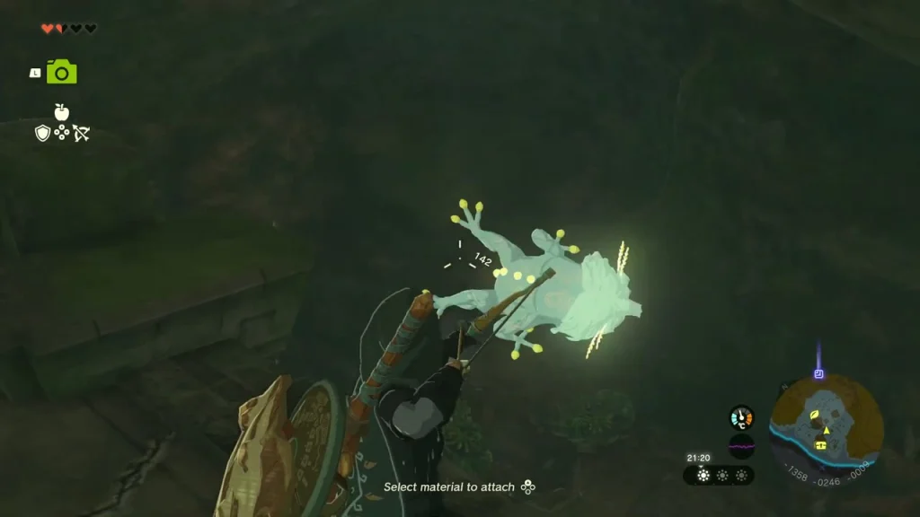 Bubbulfrog leaping in glowing light as an arrow is aimed at it Bubbulfrog leaping in glowing light as an arrow is aimed at it