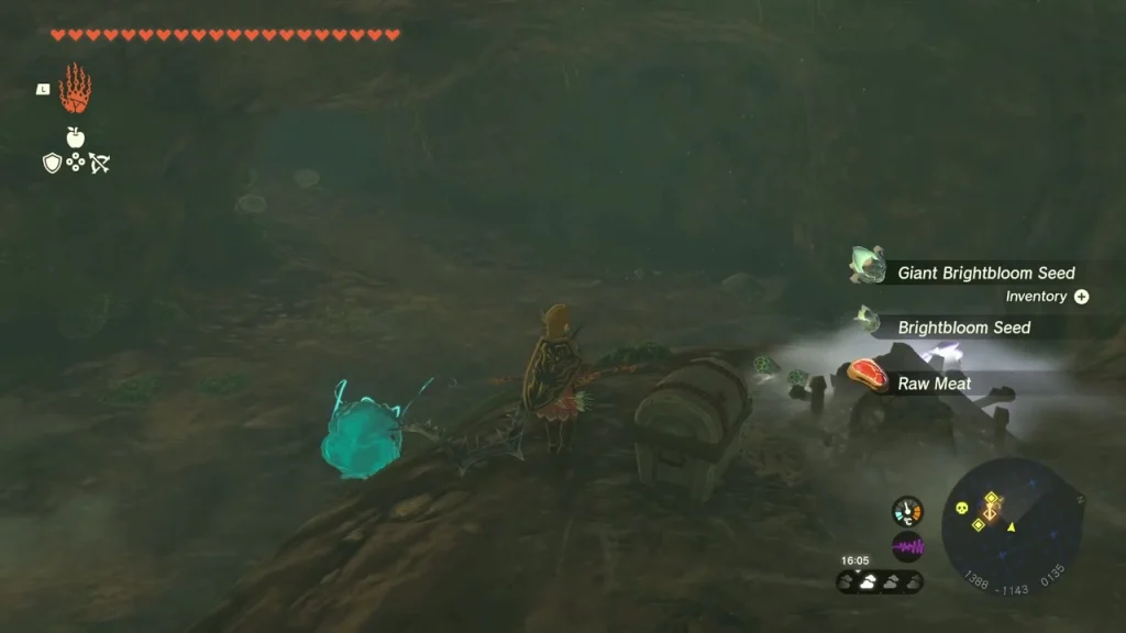 Chest at the end of the tunnel with materials scattered in front