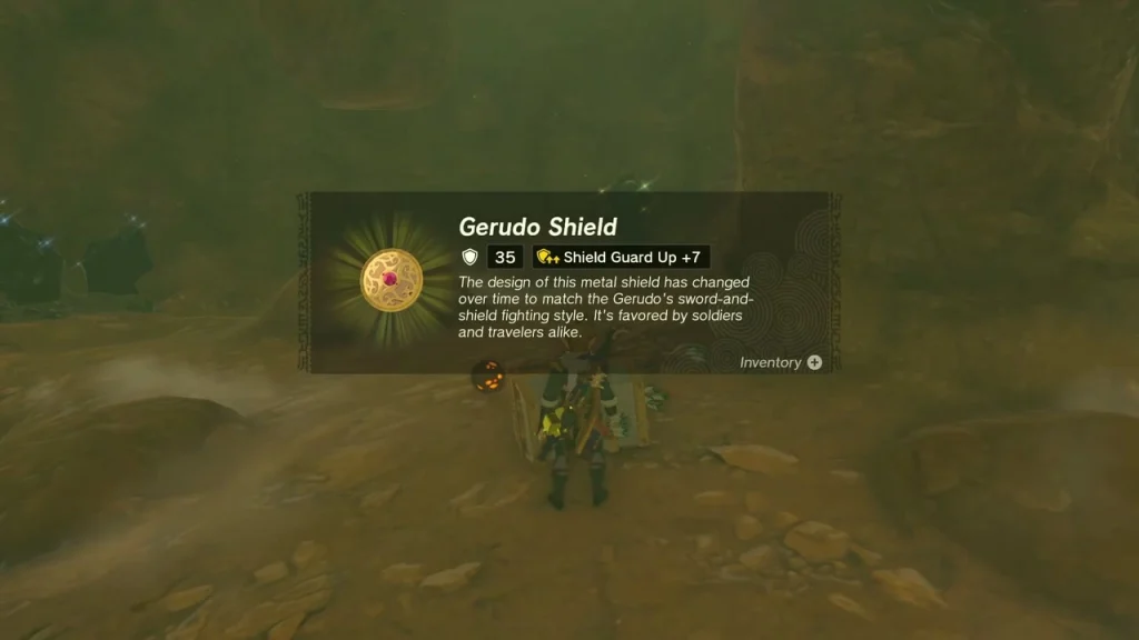 Gerudo Shield item box above the opened chest Gerudo Shield item box above the opened chest
