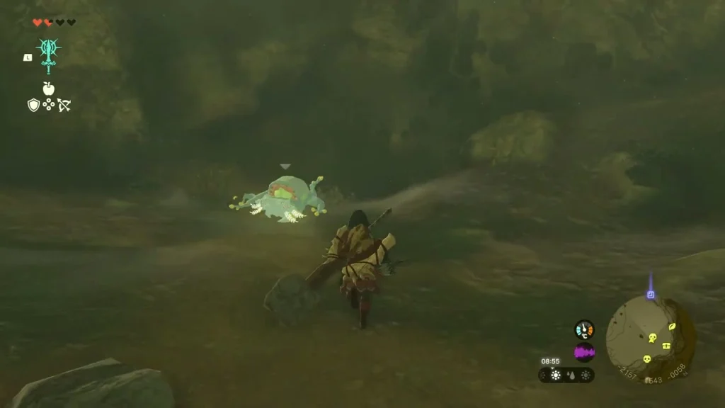 Bubbulfrog dropped to the cavern floor after being shot Bubbulfrog dropped to the cavern floor after being shot