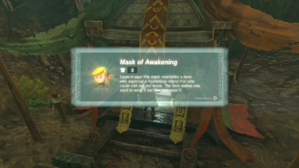 Mask of Awakening item box over the hideout chest Mask of Awakening item box over the hideout chest