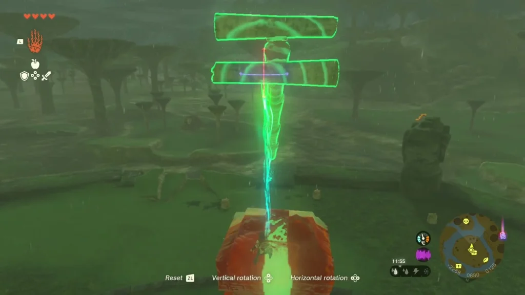 Tall pole with a second crosspiece at the top, set over the red circle Tall pole with a second crosspiece at the top, set over the red circle