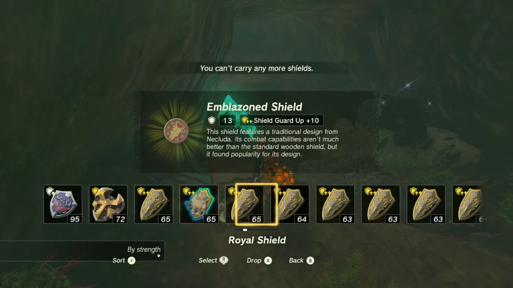 Emblazoned Shield item box above an opened chest Emblazoned Shield item box above an opened chest