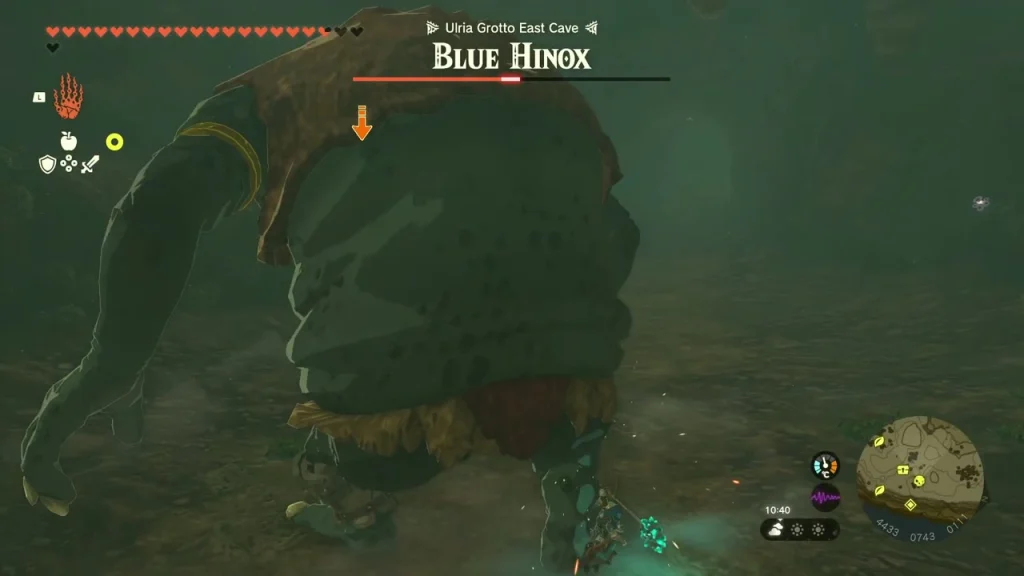 Blue Hinox health bar shown during the fight Blue Hinox health bar shown during the fight