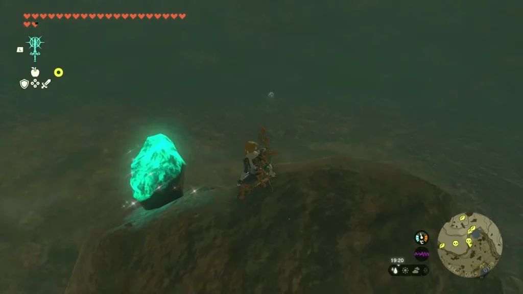 Glowing ore weak point on a Stone Talus Glowing ore weak point on a Stone Talus