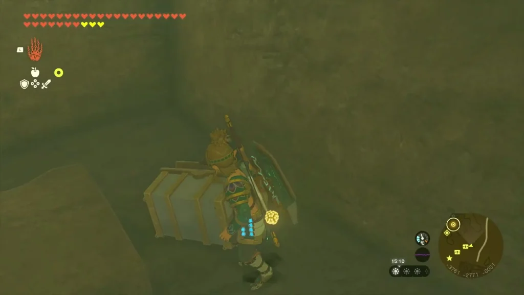 Treasure chest on a stone ledge in the ruins Treasure chest on a stone ledge in the ruins