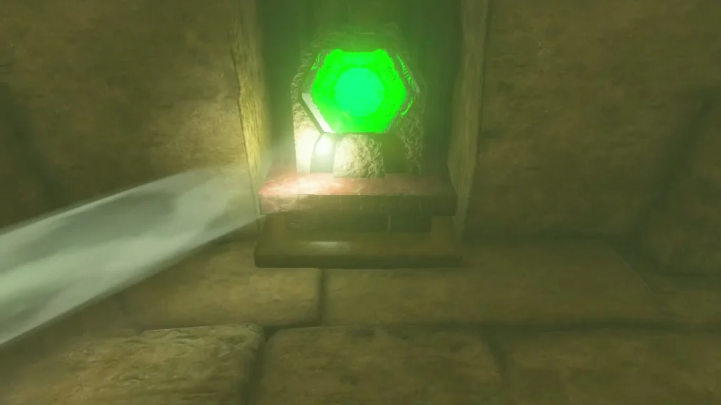 Glowing green hexagon socket set in a stone alcove Glowing green hexagon socket set in a stone alcove