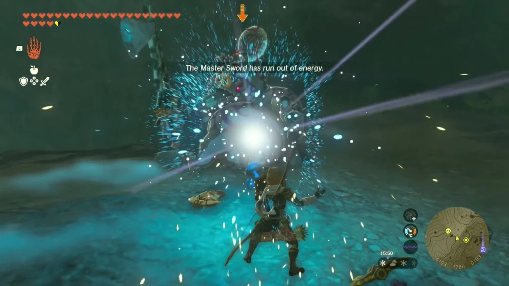 Flurry strike flash against the Boss Bokoblin Flurry strike flash against the Boss Bokoblin