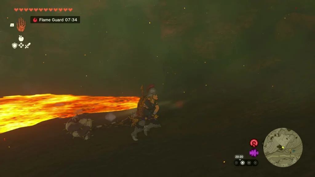 Long river of lava spilling across the cave floor Long river of lava spilling across the cave floor