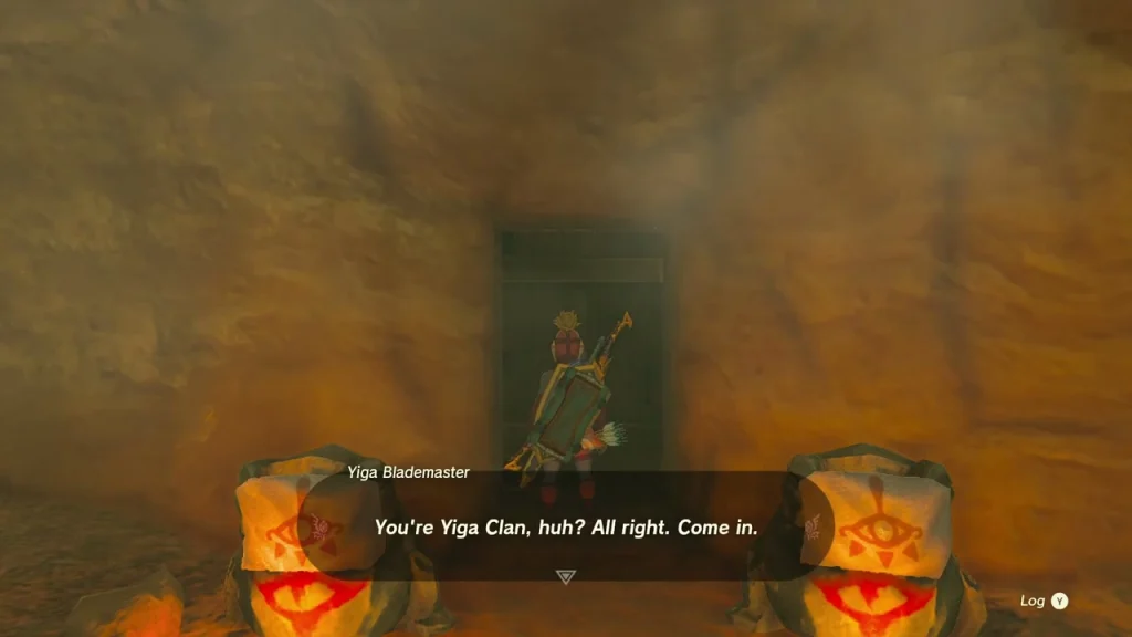 Yiga guard at the door welcoming a Yiga member inside Yiga guard at the door welcoming a Yiga member inside