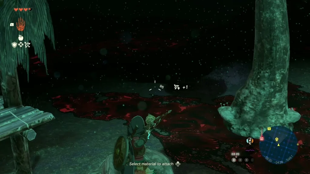 Bow drawn in pitch darkness with a Brightbloom Seed attached to the arrow Bow drawn in pitch darkness with a Brightbloom Seed attached to the arrow