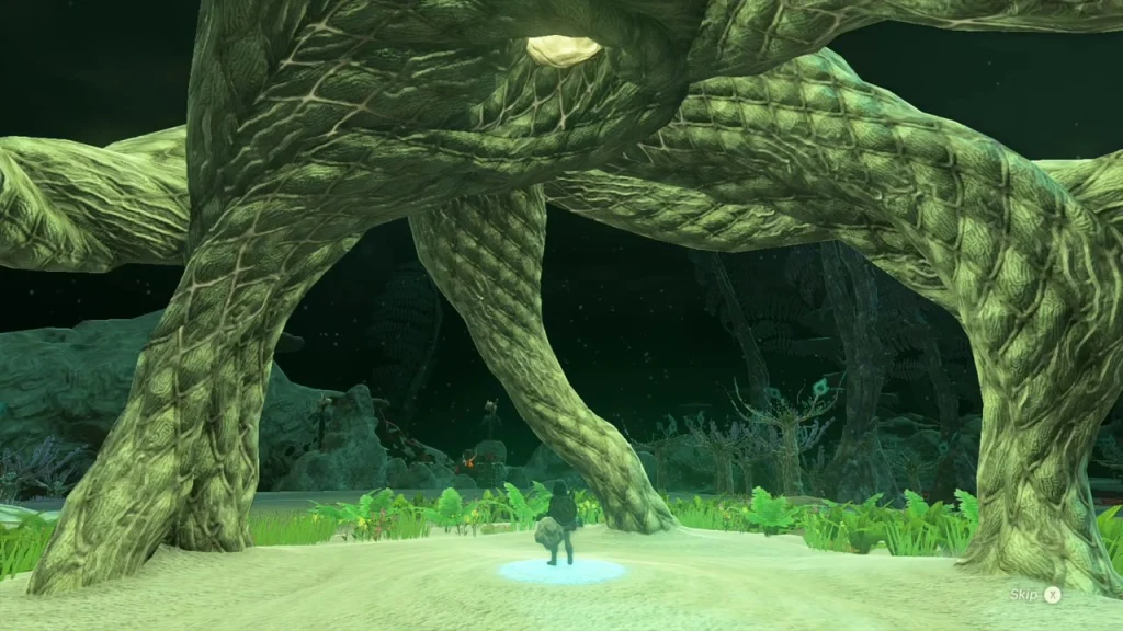 Lit Iayusus Lightroot with its travel point beneath its arched roots Lit Iayusus Lightroot with its travel point beneath its arched roots