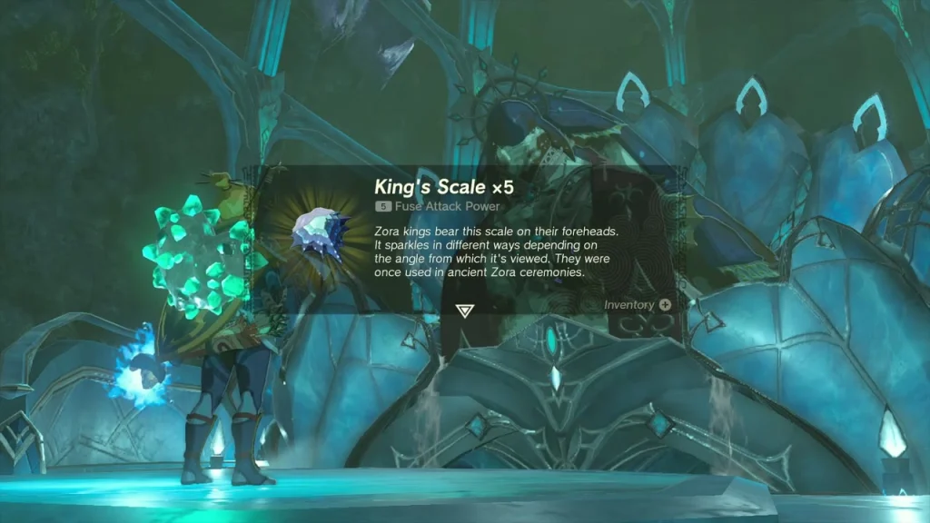 Item box reading King's Scale x5 held before Dorephan Item box reading King's Scale x5 held before Dorephan